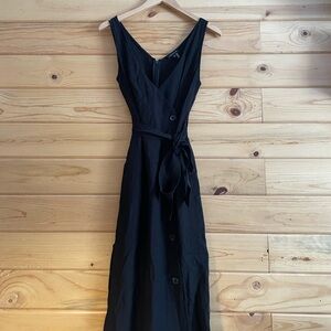 1. State Black Midi Dress with Button Detail